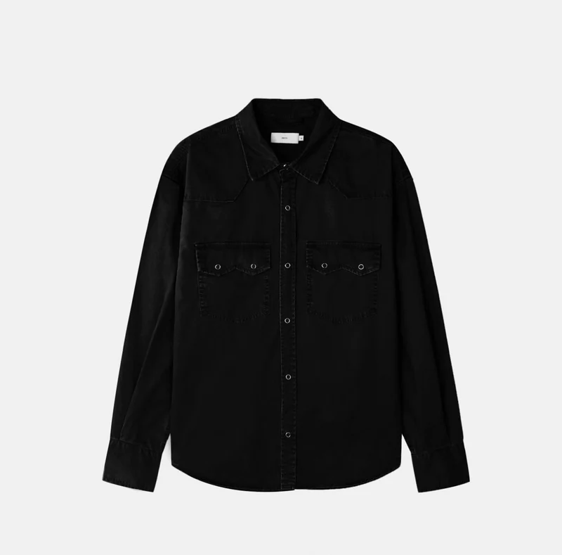 Mento Washed Cotton Western Snap Shirt