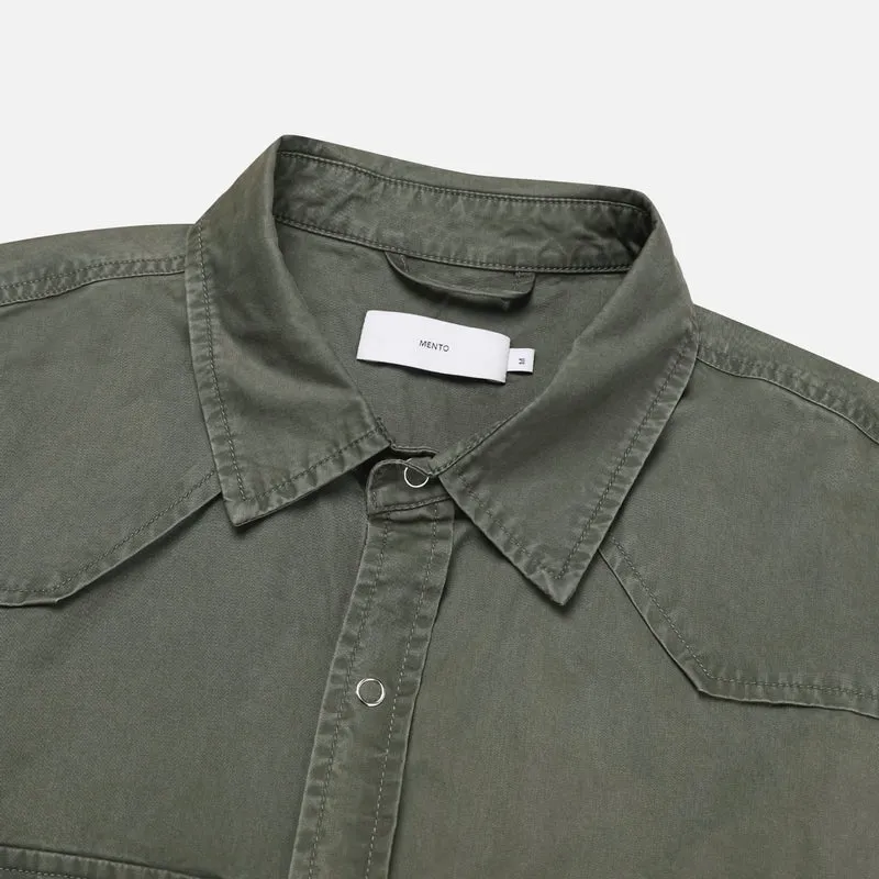Mento Washed Cotton Western Snap Shirt