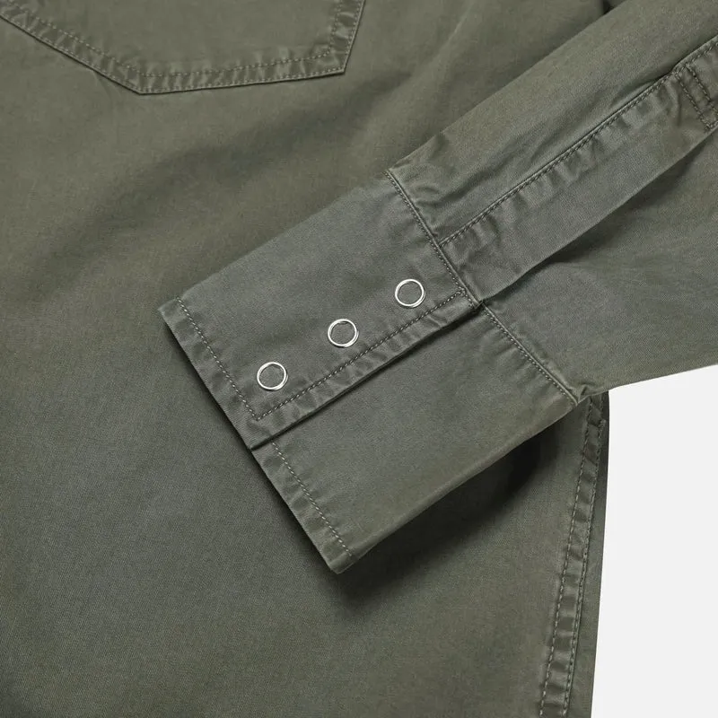 Mento Washed Cotton Western Snap Shirt