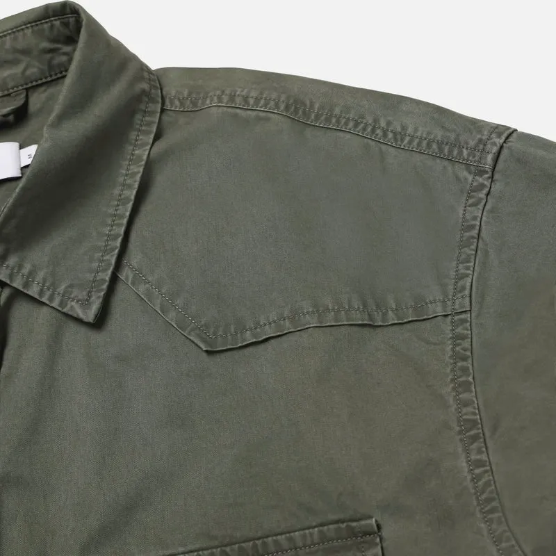 Mento Washed Cotton Western Snap Shirt