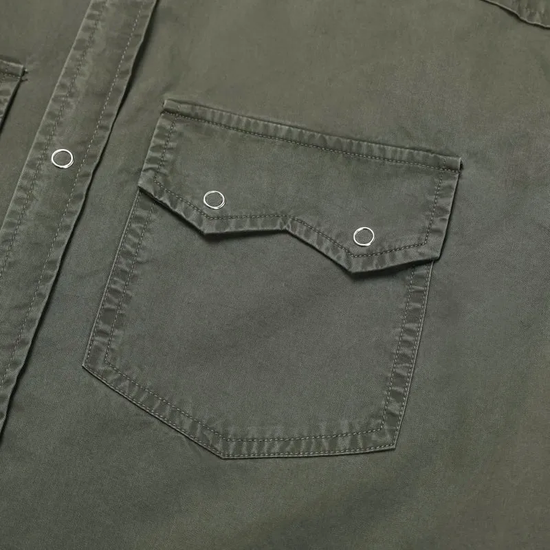 Mento Washed Cotton Western Snap Shirt