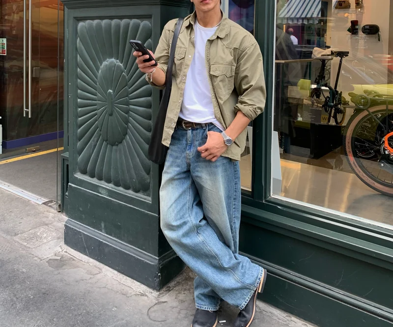 Mento Washed Cotton Western Snap Shirt