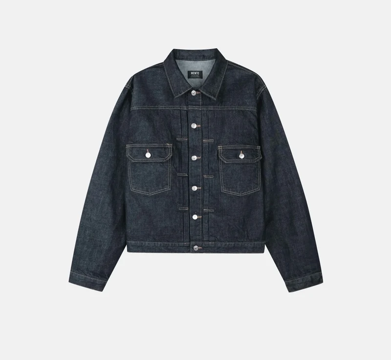 Mento Raw Indigo Cotton Trucker Denim Jacket