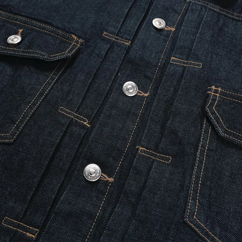 Mento Raw Indigo Cotton Trucker Denim Jacket