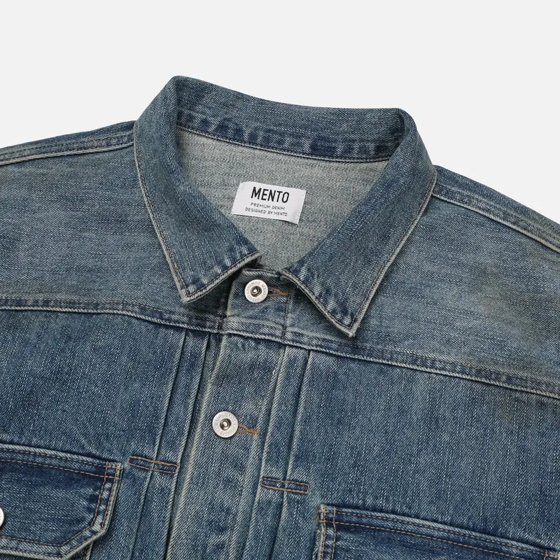 Mento Mid-Wash Cotton Trucker Denim Jacket