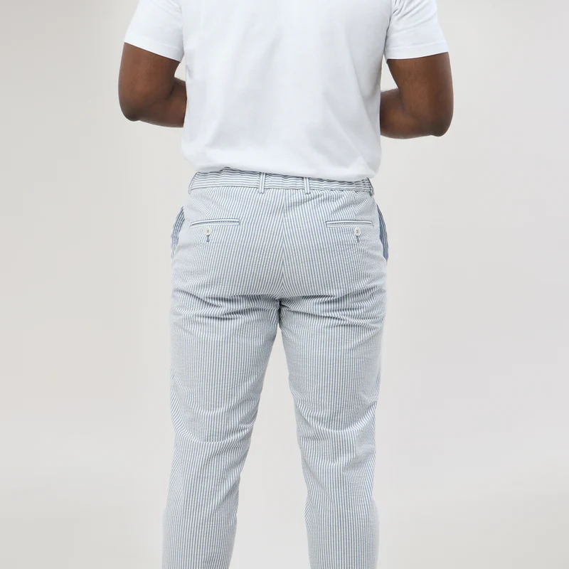 Pantalon à lacet Amovible "Porto-Vecchio" Rayé Ciel et Blanc