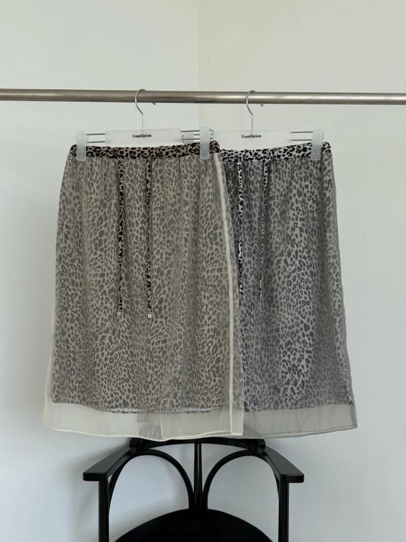 Foundation Leopard Print Chiffon Layered Midi Skirt