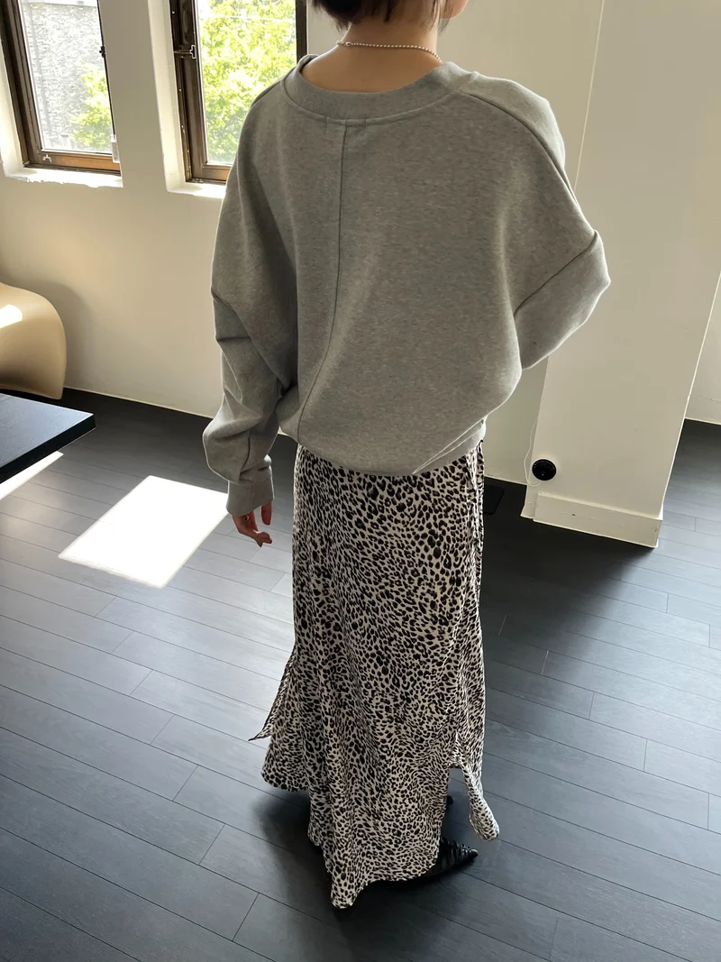 Open Leopard Print Drawstring Maxi Skirt