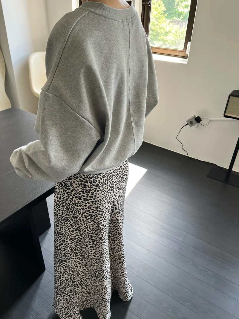 Open Leopard Print Drawstring Maxi Skirt