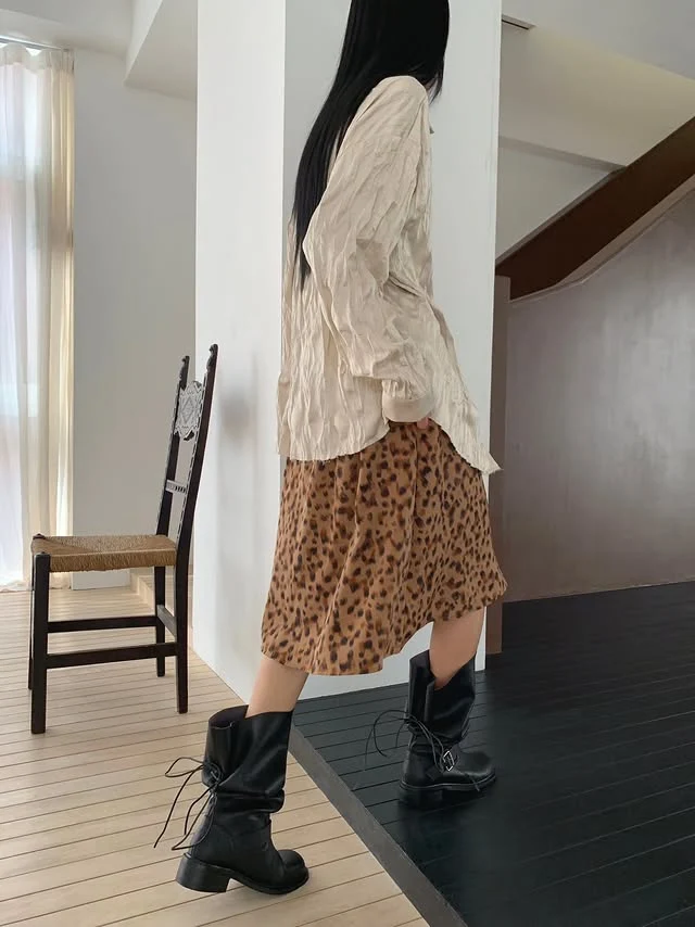 Grow Leopard Print Midi Skirt