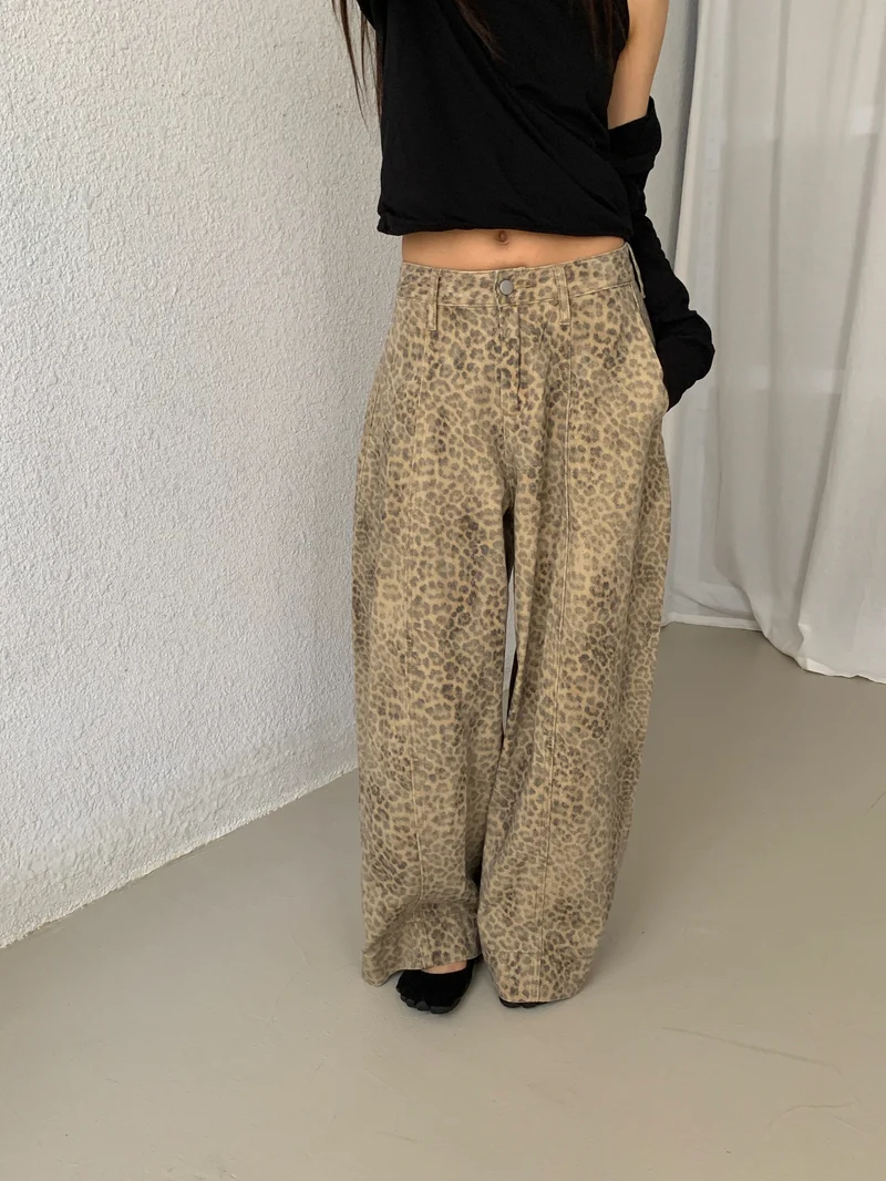 Ridge Leopard Print Wide-Leg Pants