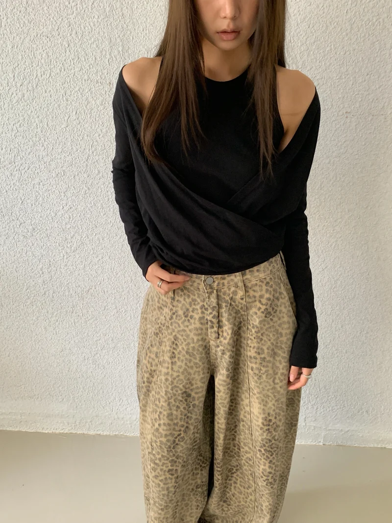 Ridge Leopard Print Wide-Leg Pants