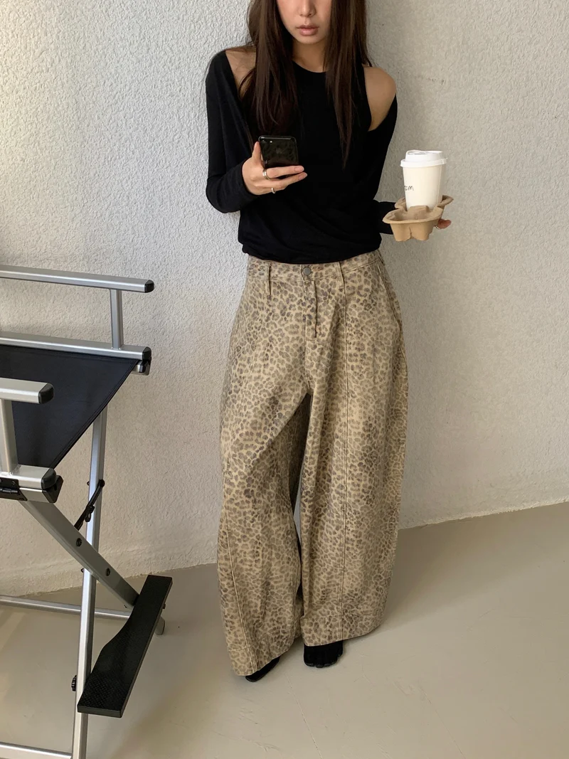 Ridge Leopard Print Wide-Leg Pants