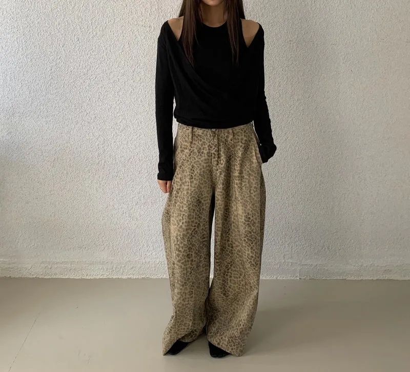 Ridge Leopard Print Wide-Leg Pants
