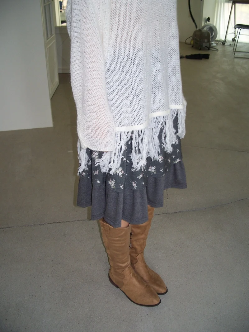 NueFlash Oversized Open-Knit Fringe Hem Sweater