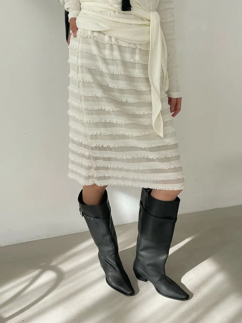 Wade Tiered Fringe Midi Skirt