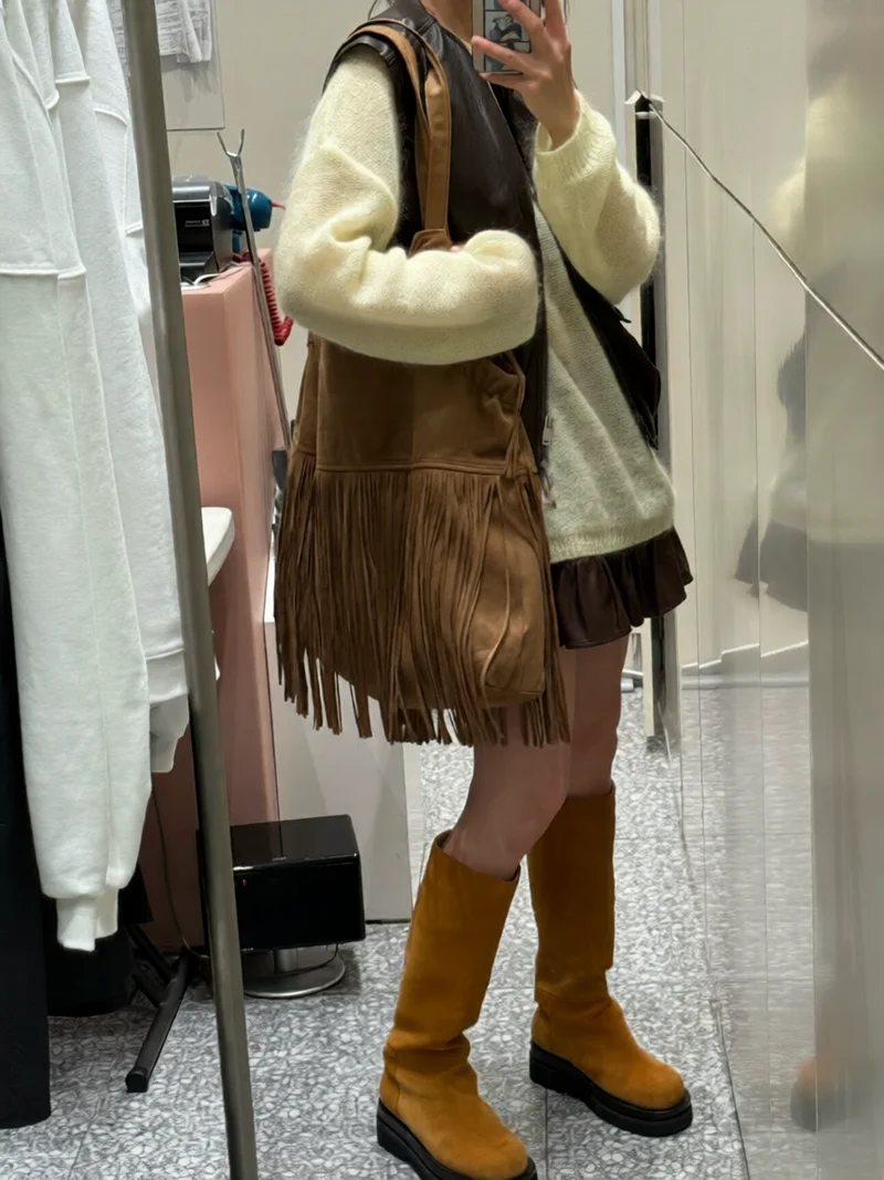 Sof Suede Fringe Shoulder Bag