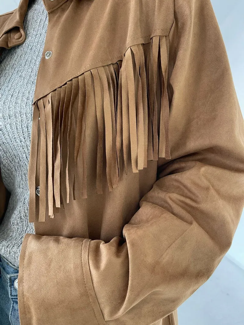 Reiz Suede Fringe Oversized Jacket