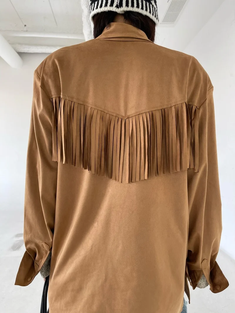 Reiz Suede Fringe Oversized Jacket