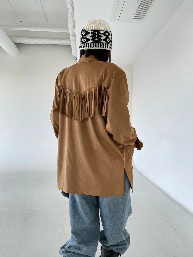 Reiz Suede Fringe Oversized Jacket