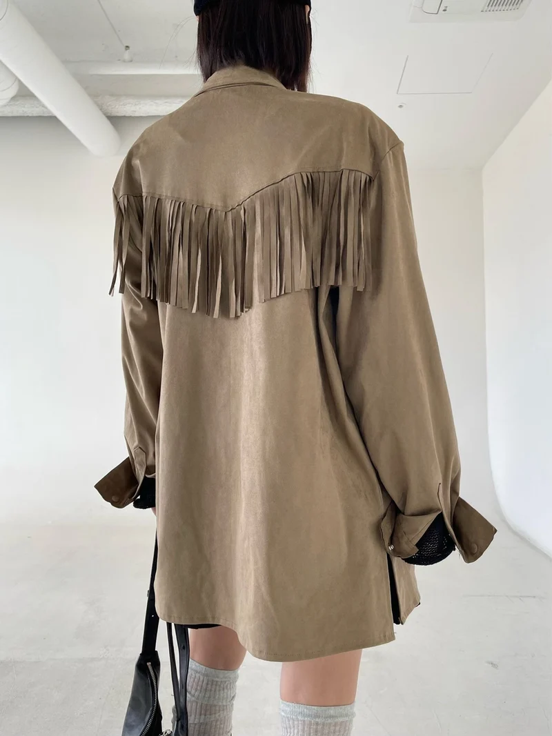 Reiz Suede Fringe Oversized Jacket