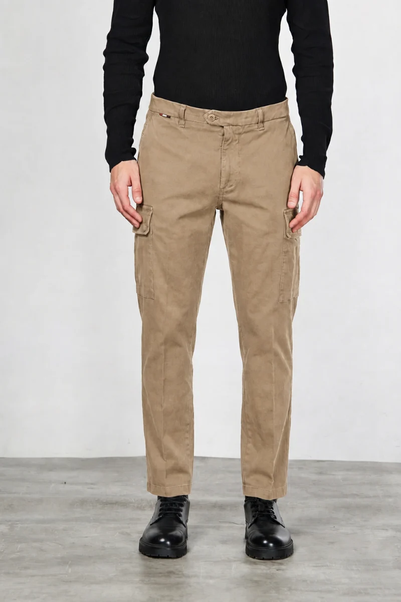 Chile pantalon cargo homme en gabardine carrot fit