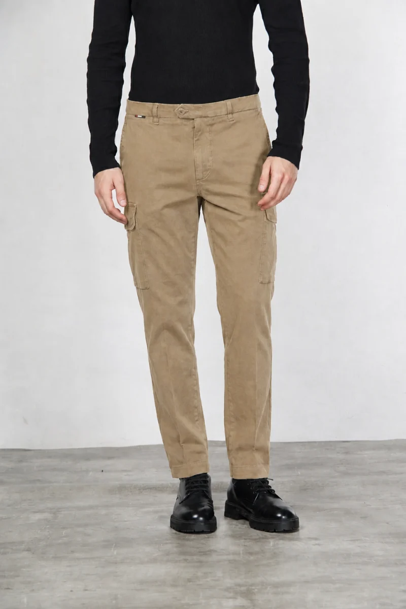 Chile pantalon cargo homme en gabardine carrot fit
