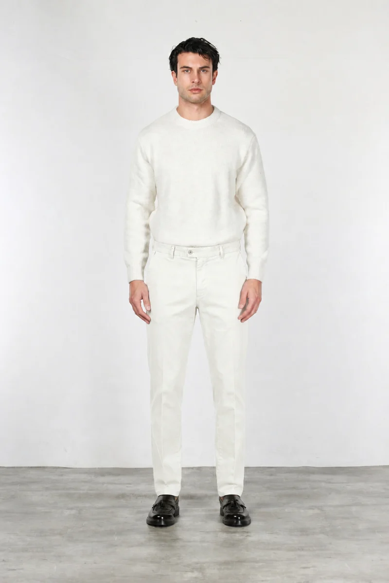 Paris pantalon chino homme en tricotine de coton tapered fit