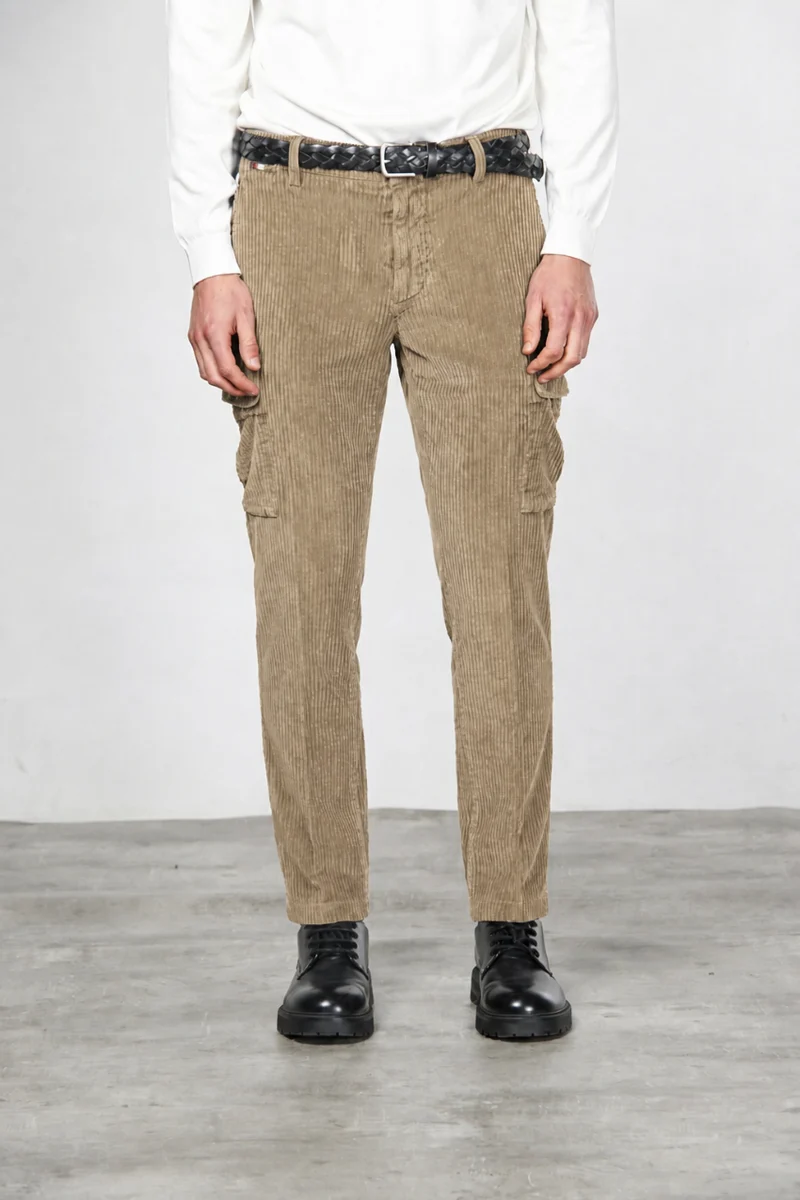 Chile pantalon cargo homme en velours à grosses côtes regular fit