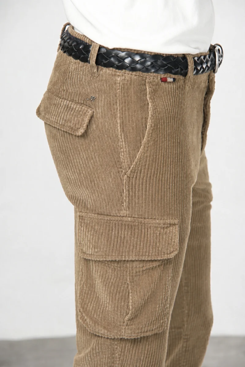 Chile pantalon cargo homme en velours à grosses côtes regular fit