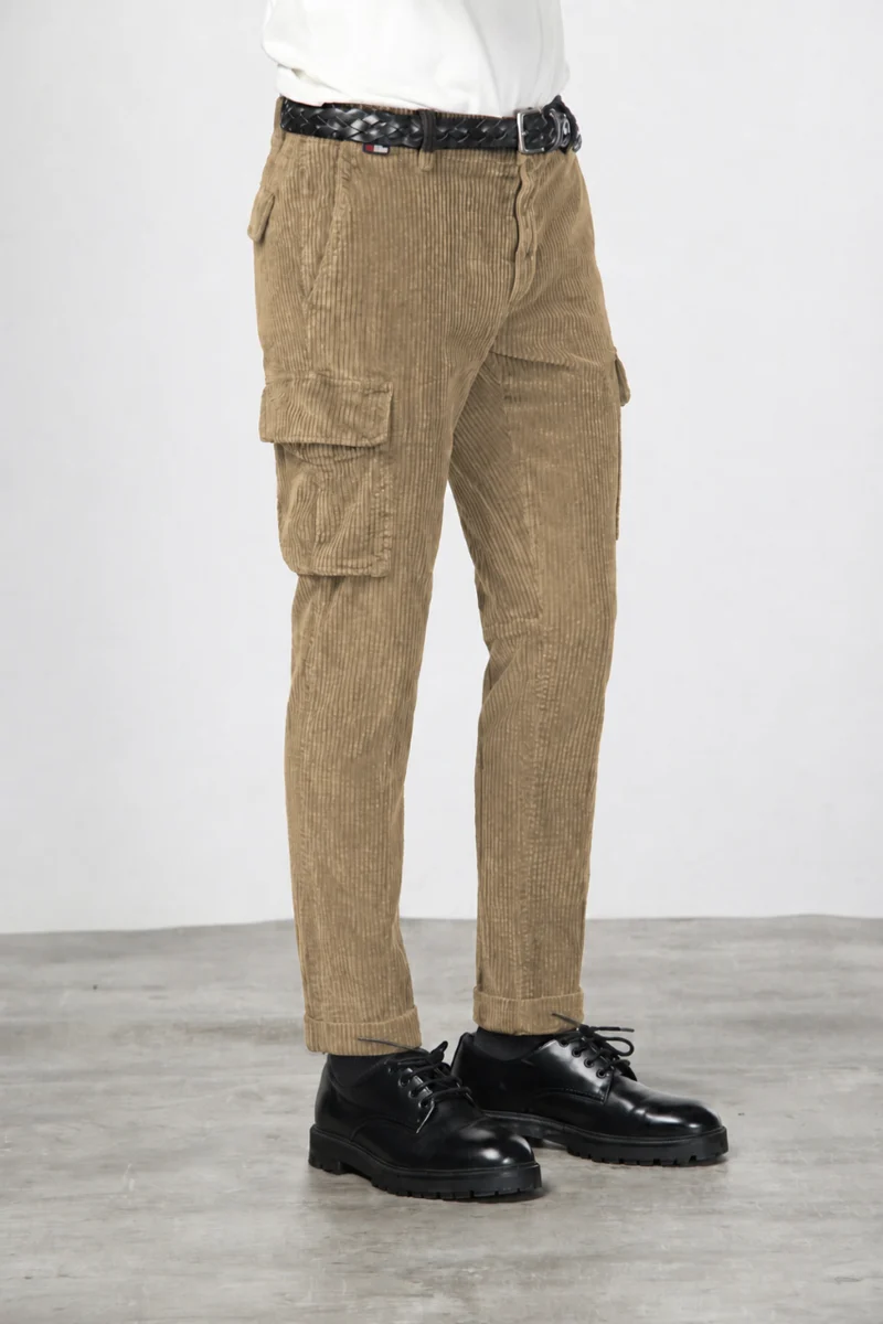 Chile pantalon cargo homme en velours à grosses côtes regular fit