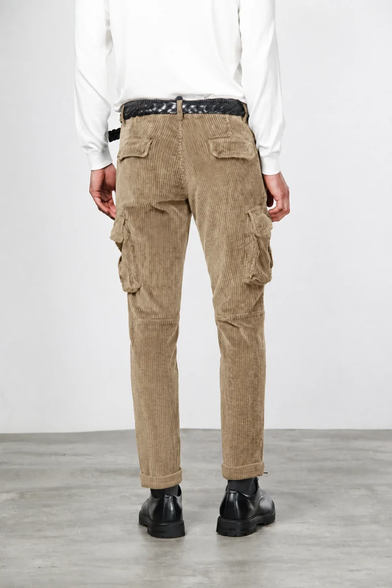Chile pantalon cargo homme en velours à grosses côtes regular fit