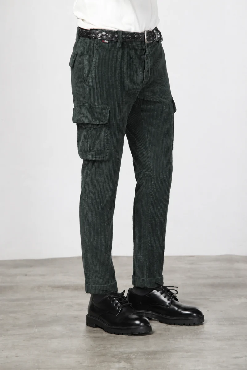 Chile pantalon cargo homme en velours à grosses côtes regular fit