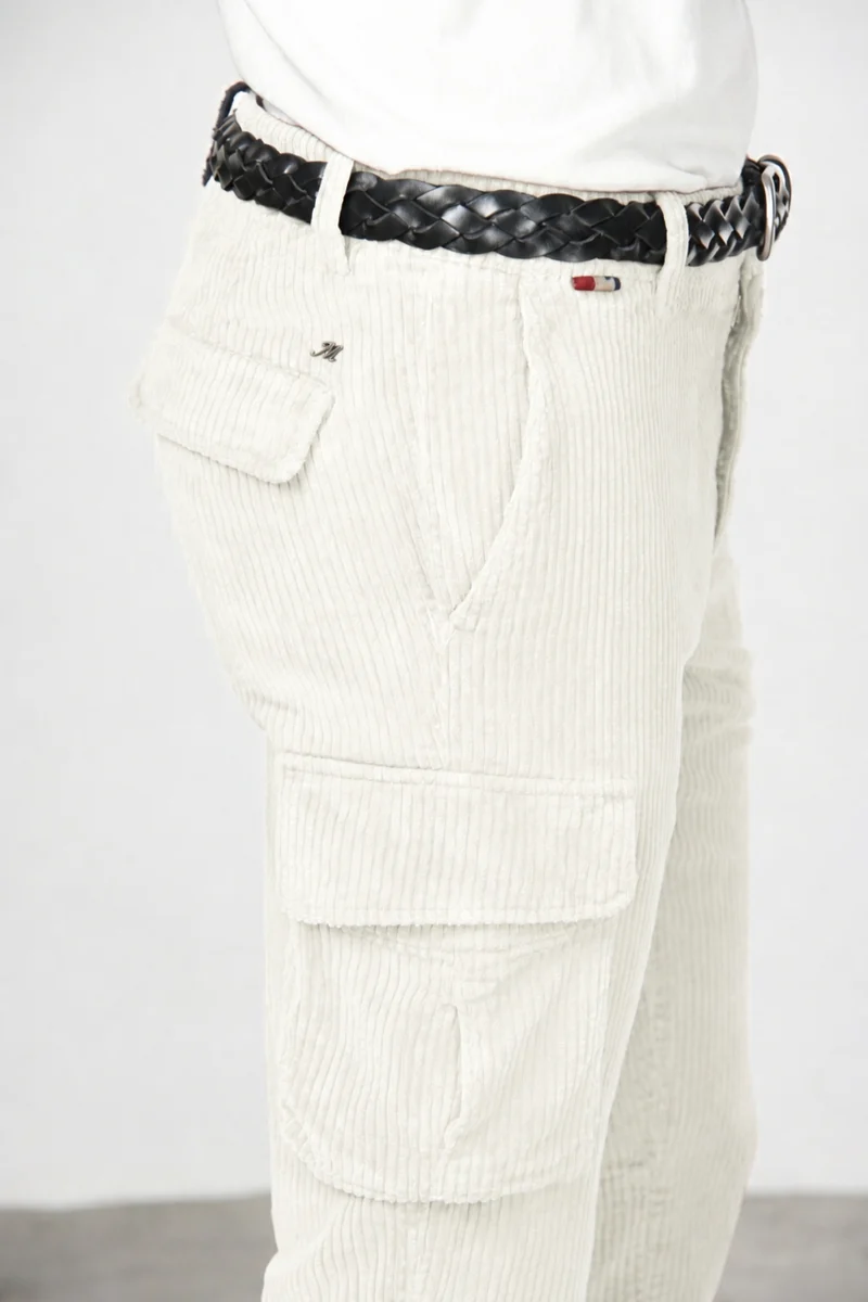 Chile pantalon cargo homme en velours à grosses côtes regular fit