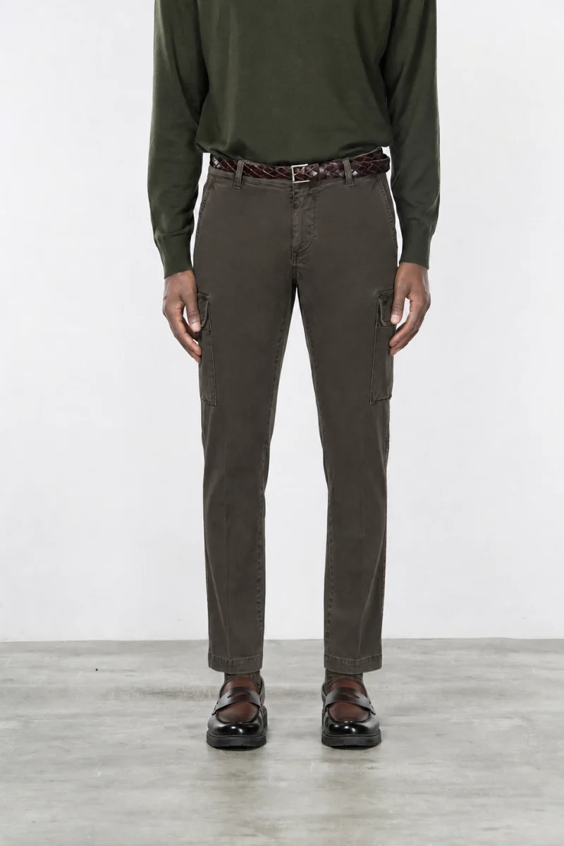 Chile pantalon cargo homme en gabardine stretch extra slim fit ①