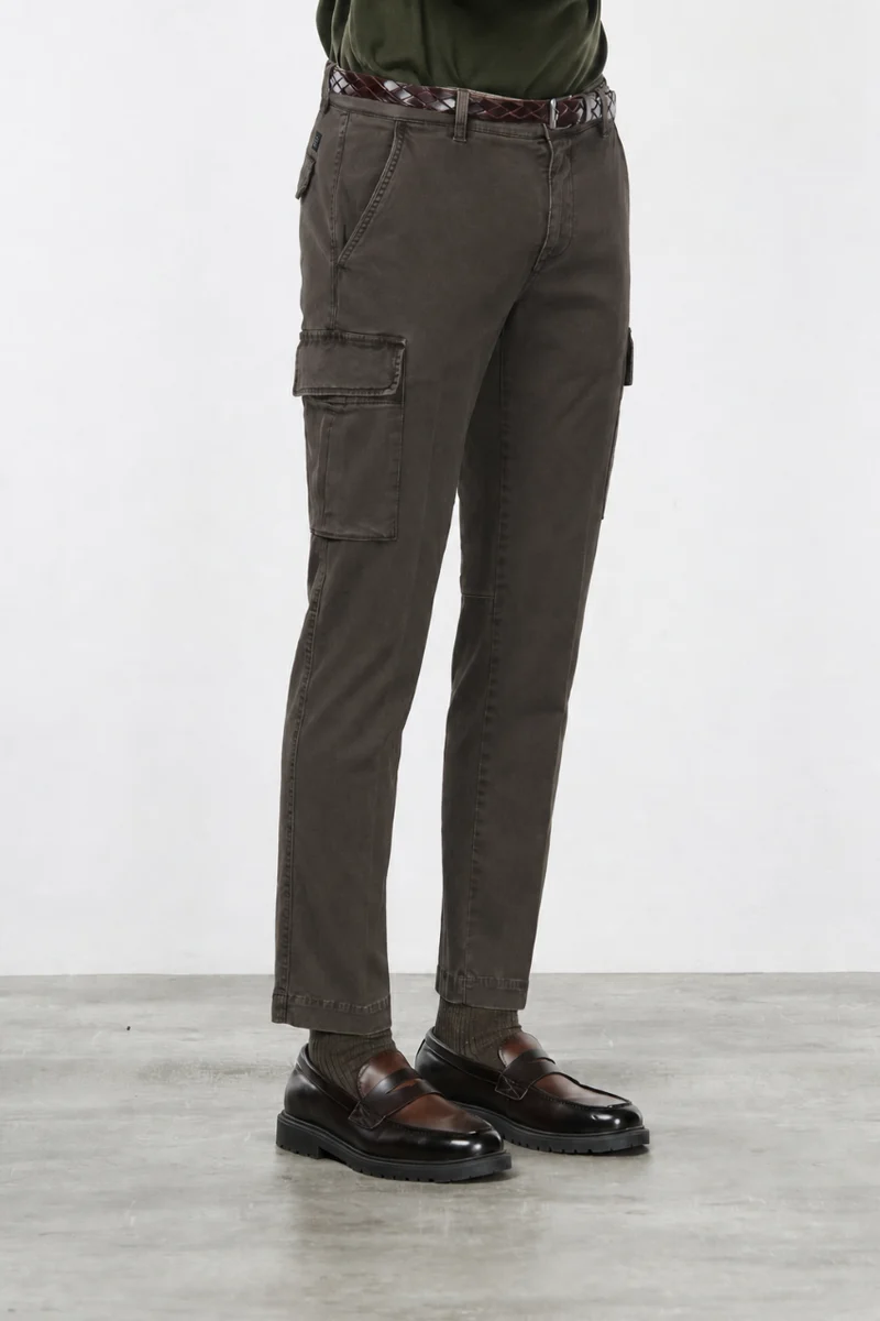 Chile pantalon cargo homme en gabardine stretch extra slim fit ①