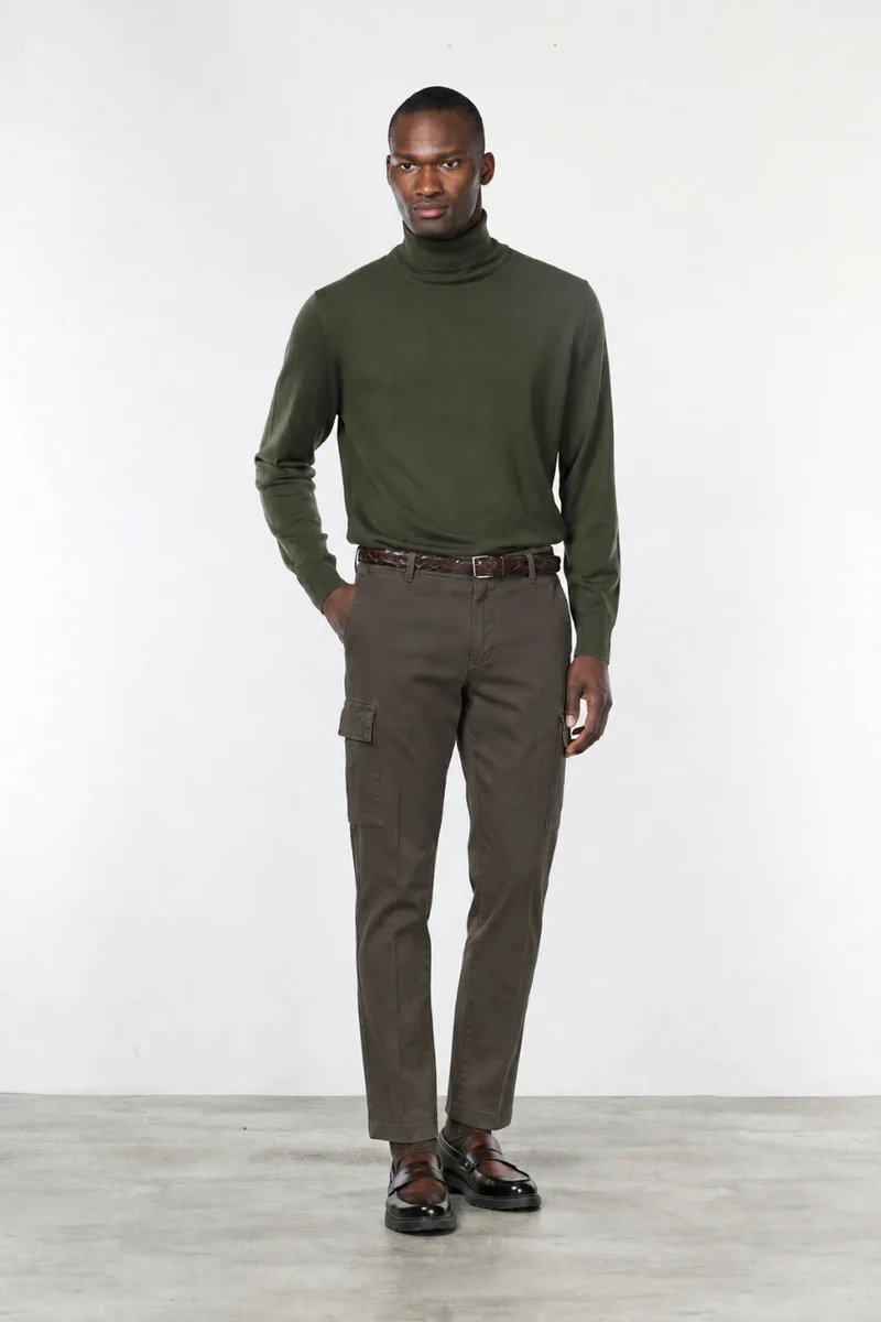 Chile pantalon cargo homme en gabardine stretch extra slim fit ①