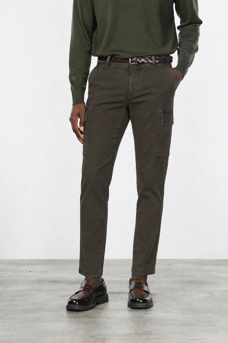 Chile pantalon cargo homme en gabardine stretch extra slim fit ①