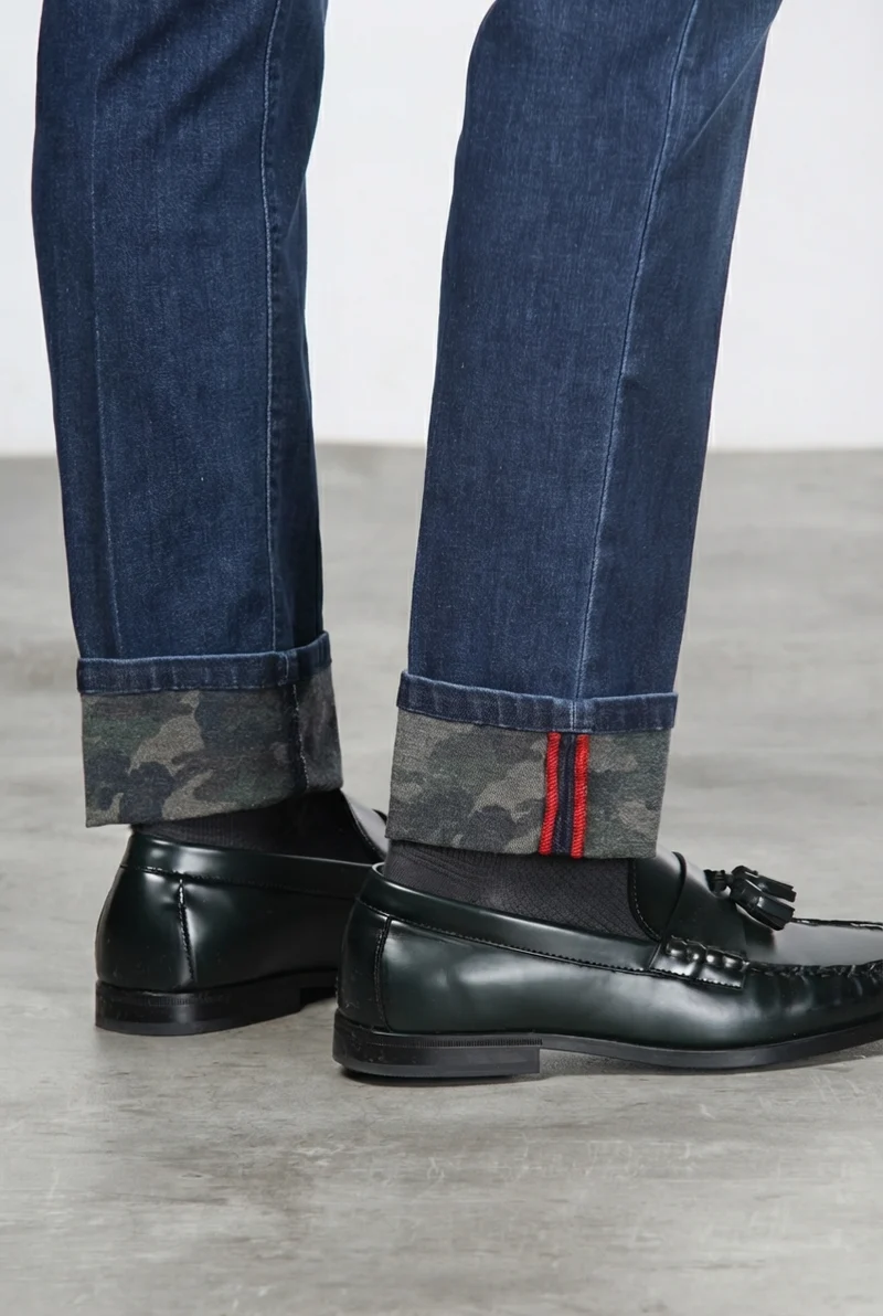 Harris pantalon 5 poches homme en denim motif camouflage slim fit
