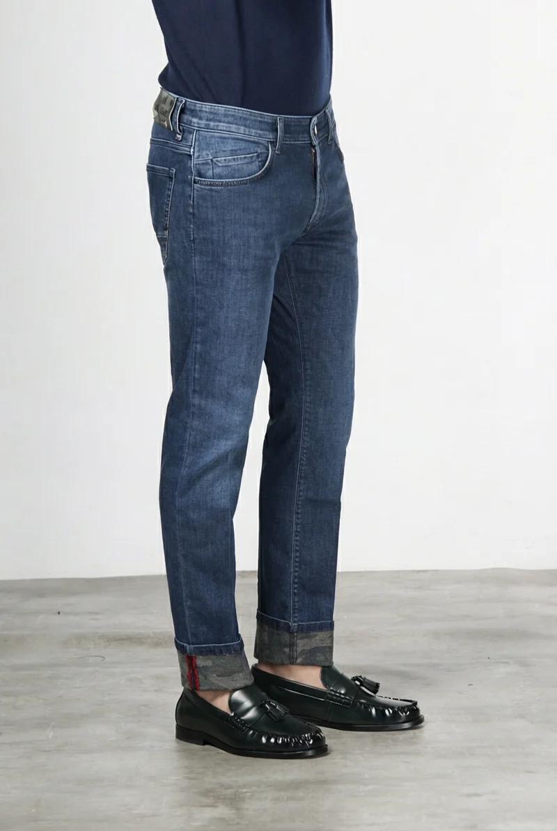 Harris pantalon 5 poches homme en denim motif camouflage slim fit