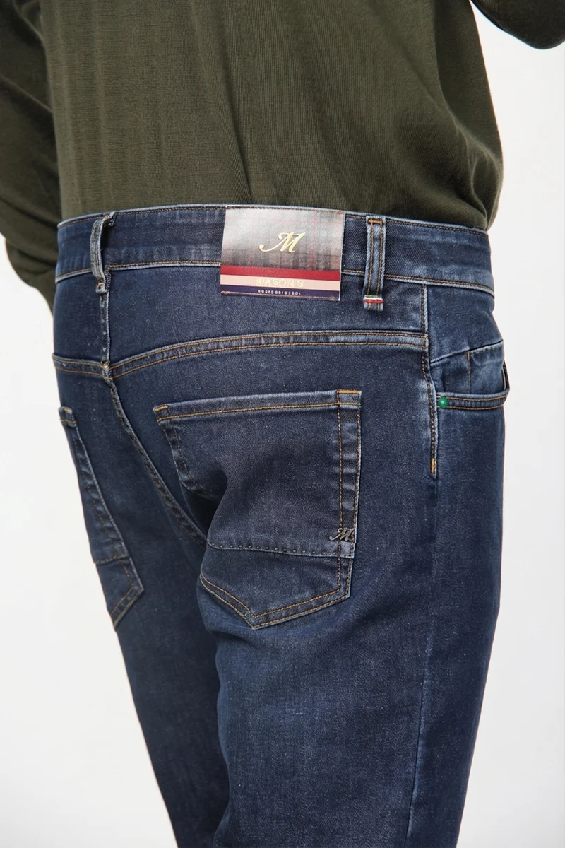 Harris pantalon 5 poches homme en denim motif prince-de-galles slim fit