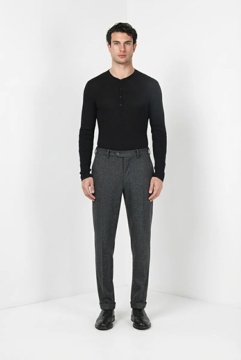 Paris pantalon chino homme à fines rayures en jersey flanelle carrot fit