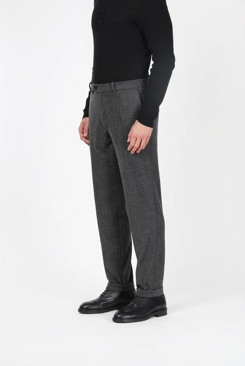 Paris pantalon chino homme à fines rayures en jersey flanelle carrot fit