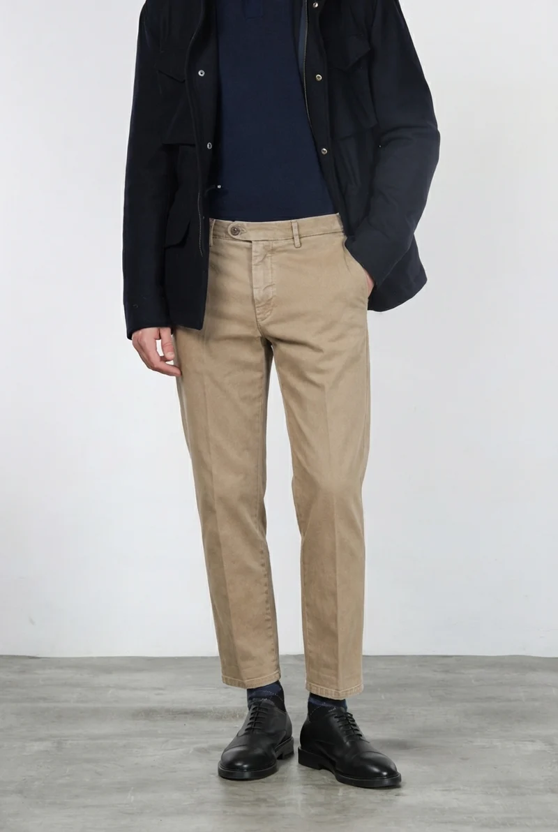 Garden pantalon chino homme en bull stretch carrot fit