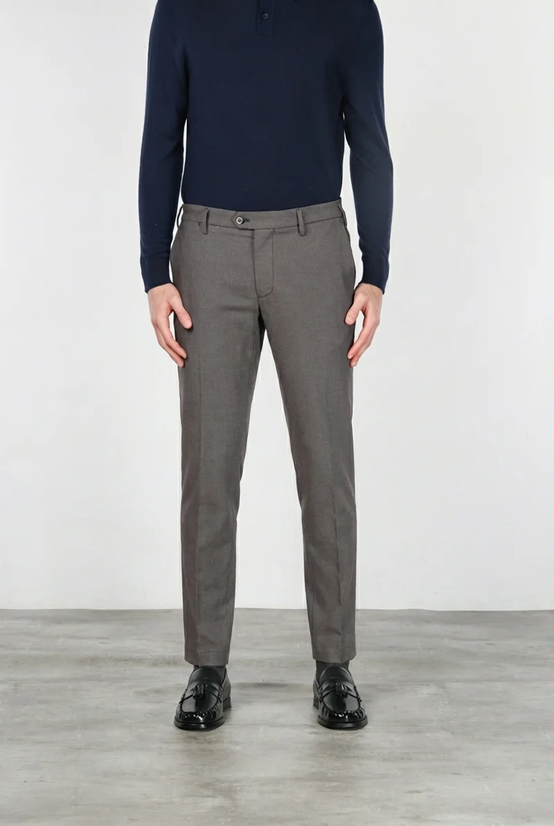 New York pantalon chino homme à motif œil-de-perdrix teint fil regular fit