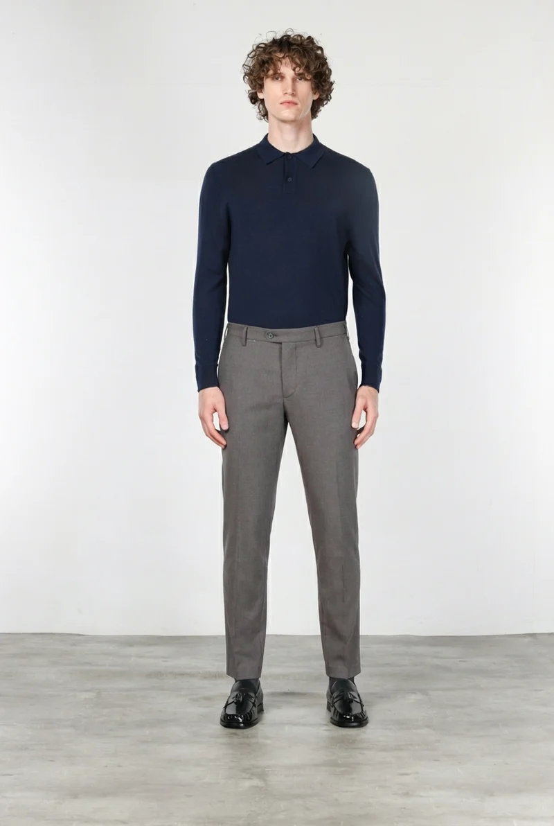 New York pantalon chino homme à motif œil-de-perdrix teint fil regular fit