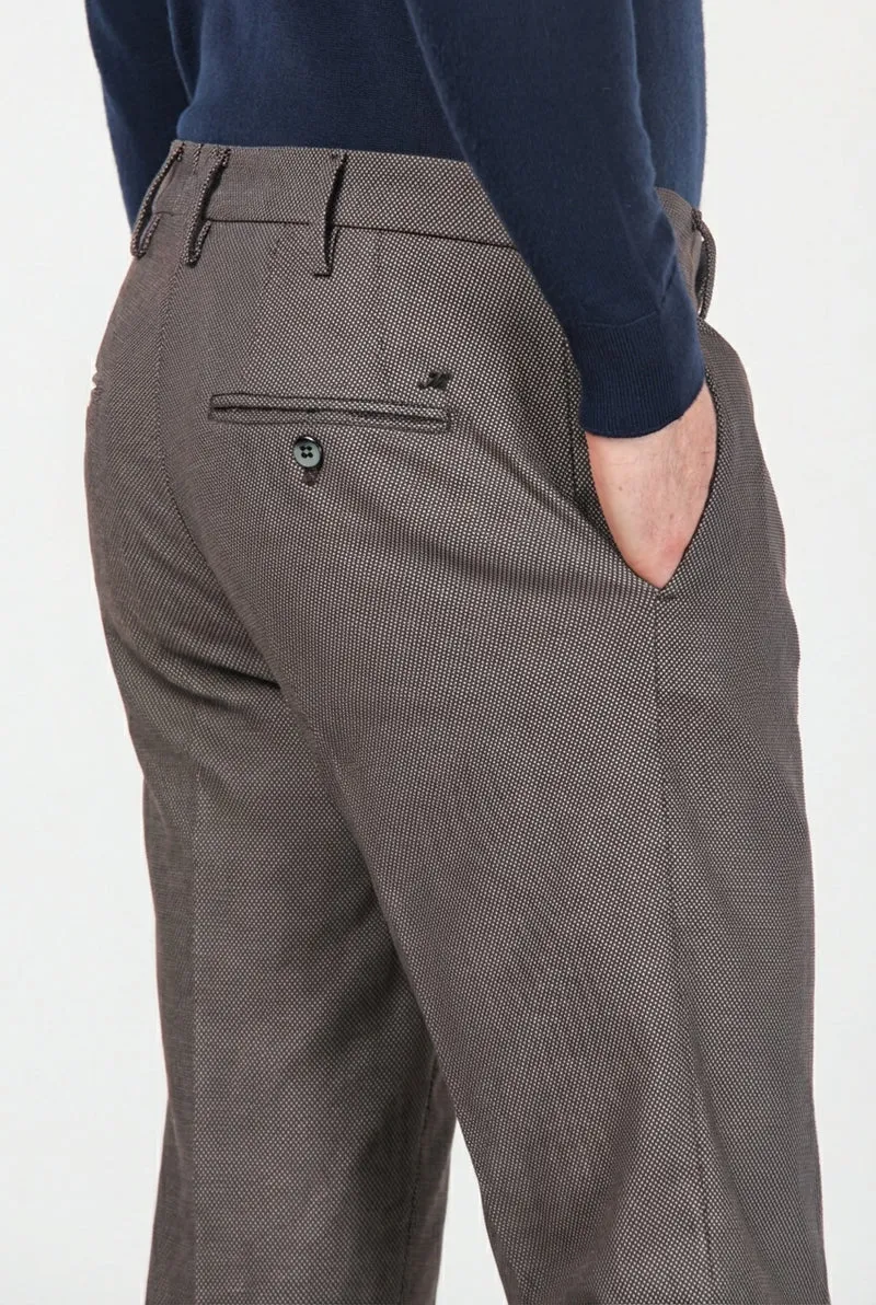 New York pantalon chino homme à motif œil-de-perdrix teint fil regular fit