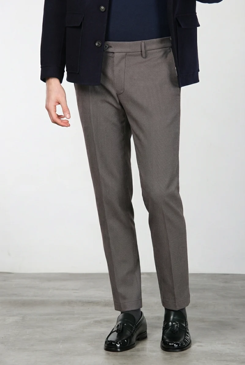 New York pantalon chino homme à motif œil-de-perdrix teint fil regular fit