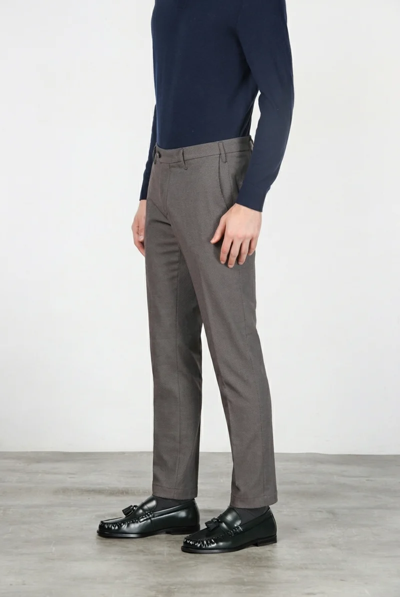 New York pantalon chino homme à motif œil-de-perdrix teint fil regular fit