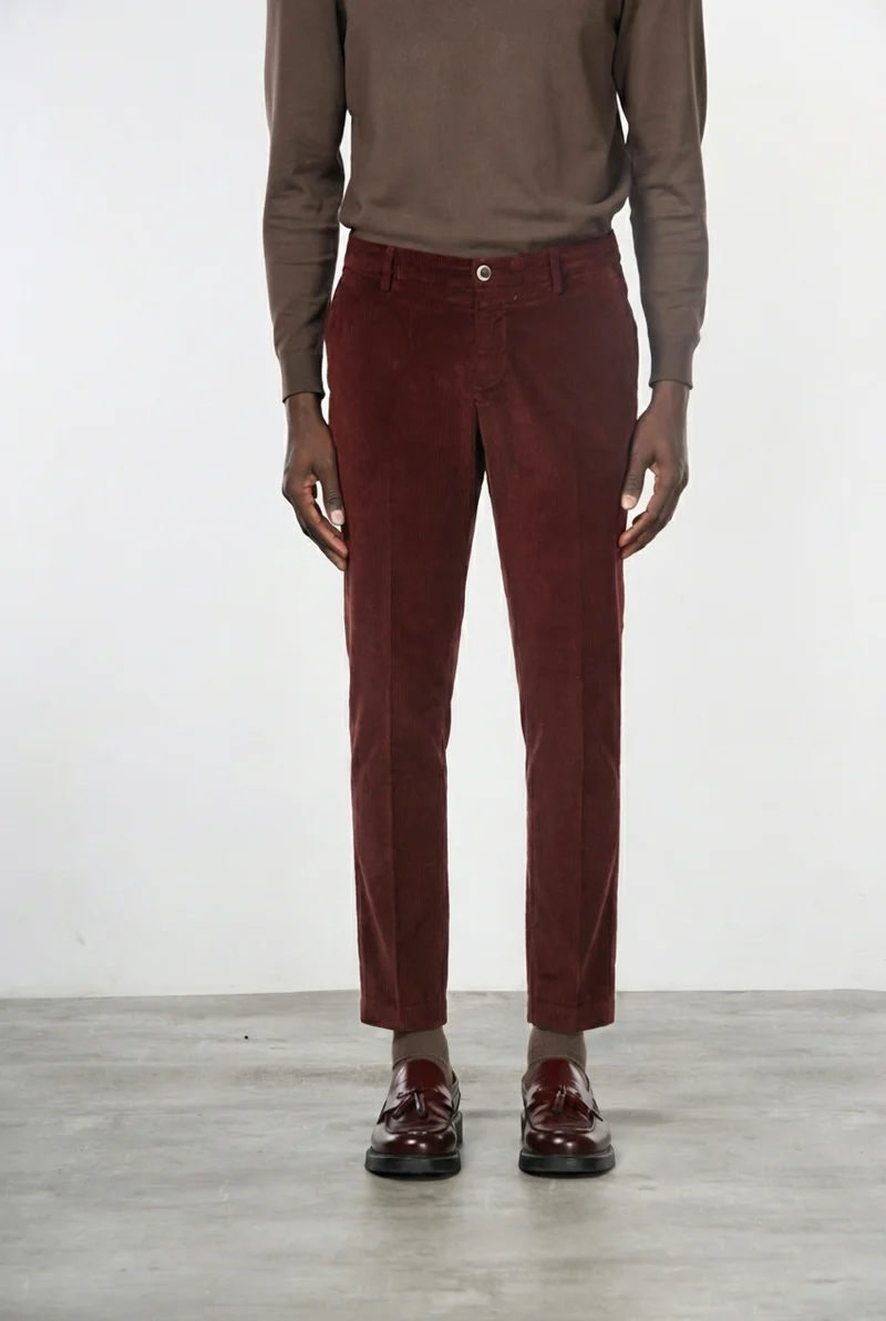 Milano pantalon chino homme en velours 500 raies extra slim fit ①